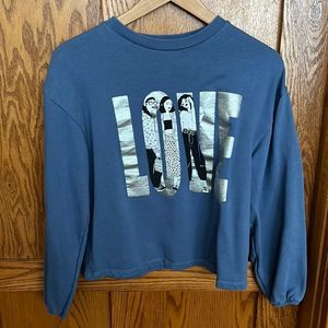 Zara girl love sweatshirt 13/14 bluish gray